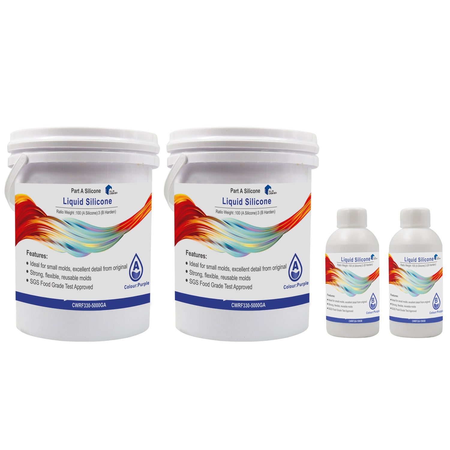 SH25 Liquid Silicone Rubber Mould Making Kit 100:3 Part Mix Suitable For Casting 1Kg 5Kg 10Kg Purple-2