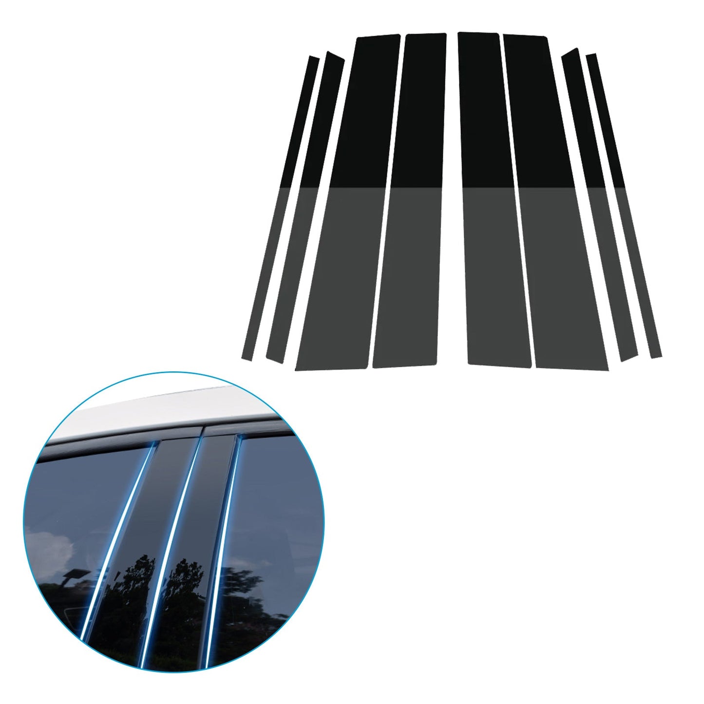 8x Black Pillar Post Cover Trims Suitable For Honda Civic Sedan 2012-2015-3