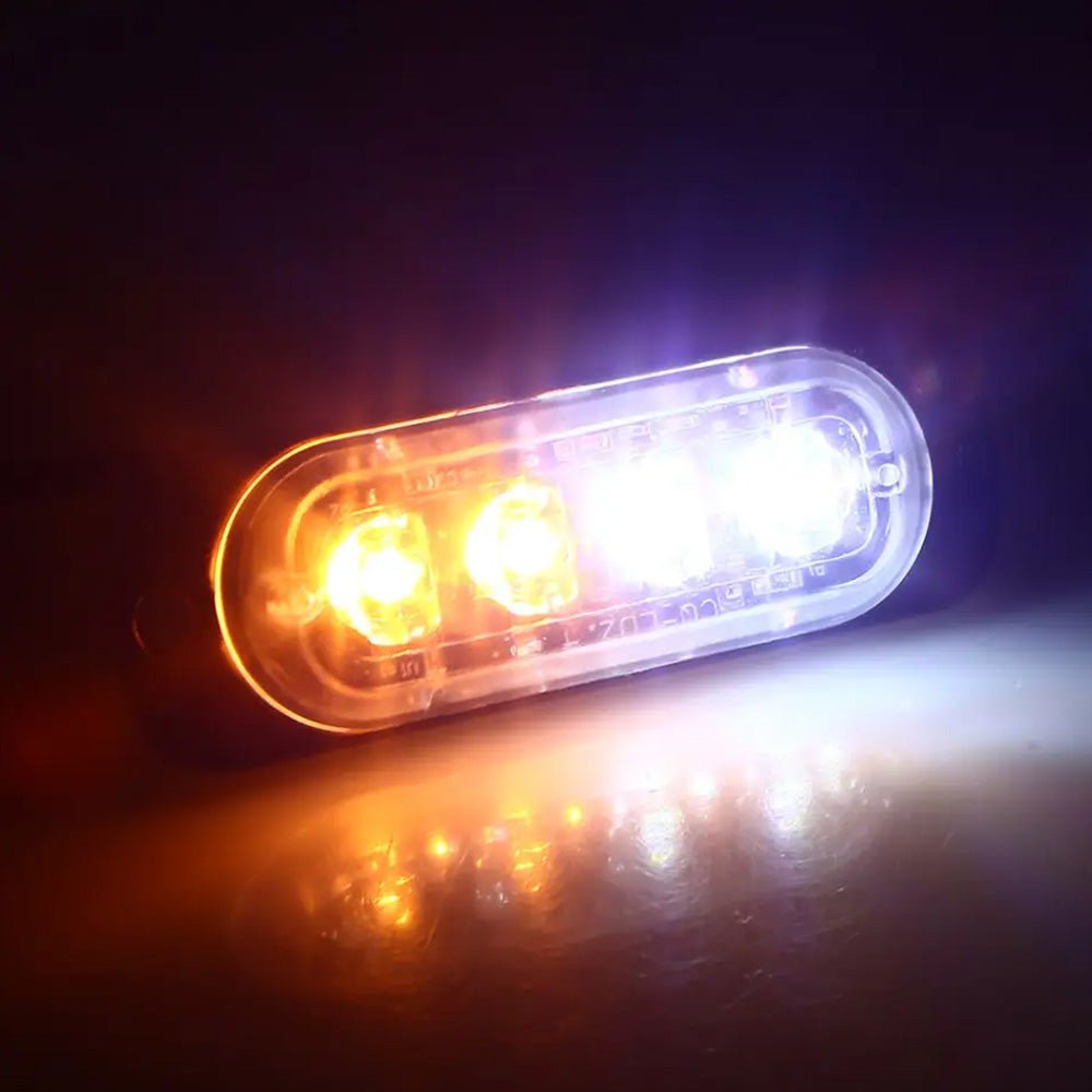 10x Amber & White LED Car Emergency Beacon Warning Strobe Lights Flashing Hazard - Frazy's Auto Parts