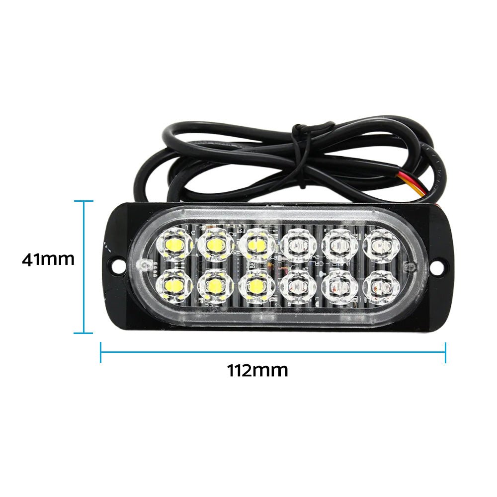 10x Amber & White LED Car Emergency Beacon Warning Strobe Lights Flashing Hazard - Frazy's Auto Parts