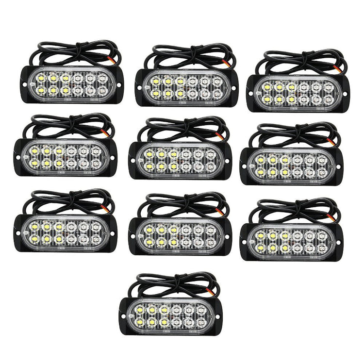 10x Amber & White LED Car Emergency Beacon Warning Strobe Lights Flashing Hazard - Frazy's Auto Parts