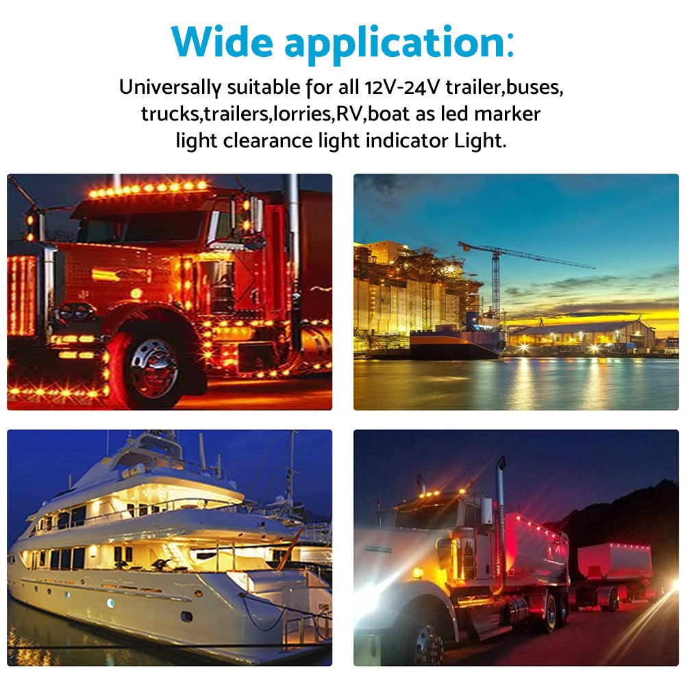 10x Clearance Light LED Side Marker Suitable For Truck Trailer Lorry Lamp Amber - Frazy's Auto Parts