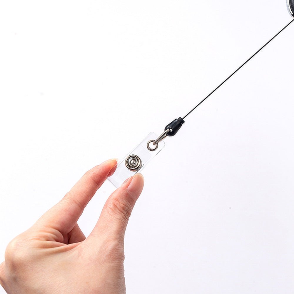 10X Key Rings Retractable Chain ID Pull Holder Reel Belt Clip Extend Recoil Oval - Frazy's Auto Parts