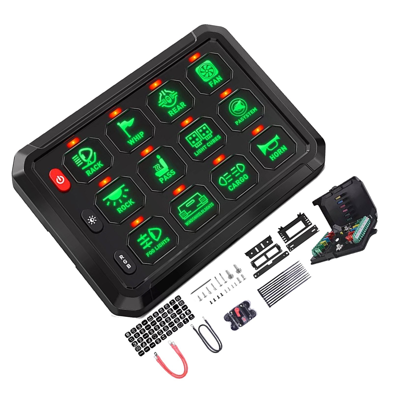 12 Gang RGB Switch Panel Kit With Labels Suitable For Universal Offroad Vehicles - Frazy's Auto Parts