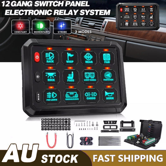 12 Gang RGB Switch Panel Kit With Labels Suitable For Universal Offroad Vehicles - Frazy's Auto Parts