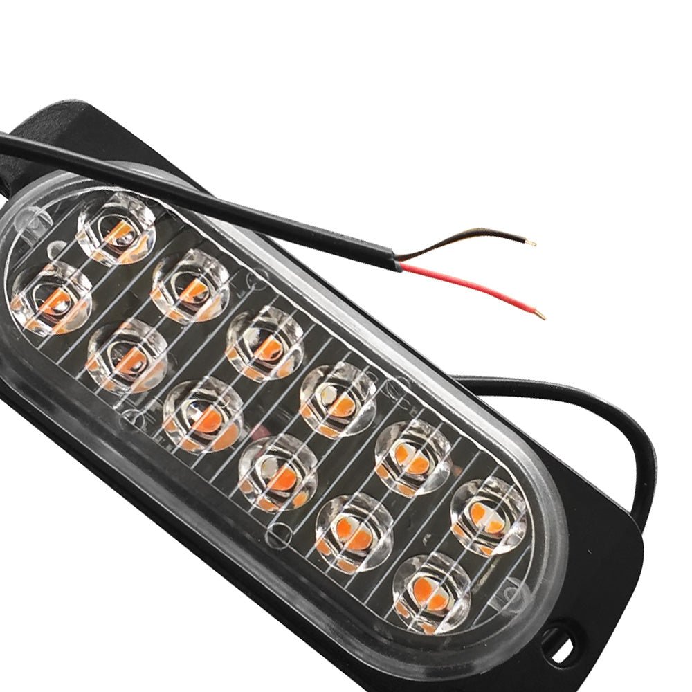 12 LED Strobe Light Emergency Warning Beacon White Amber 12V/24V - Frazy's Auto Parts