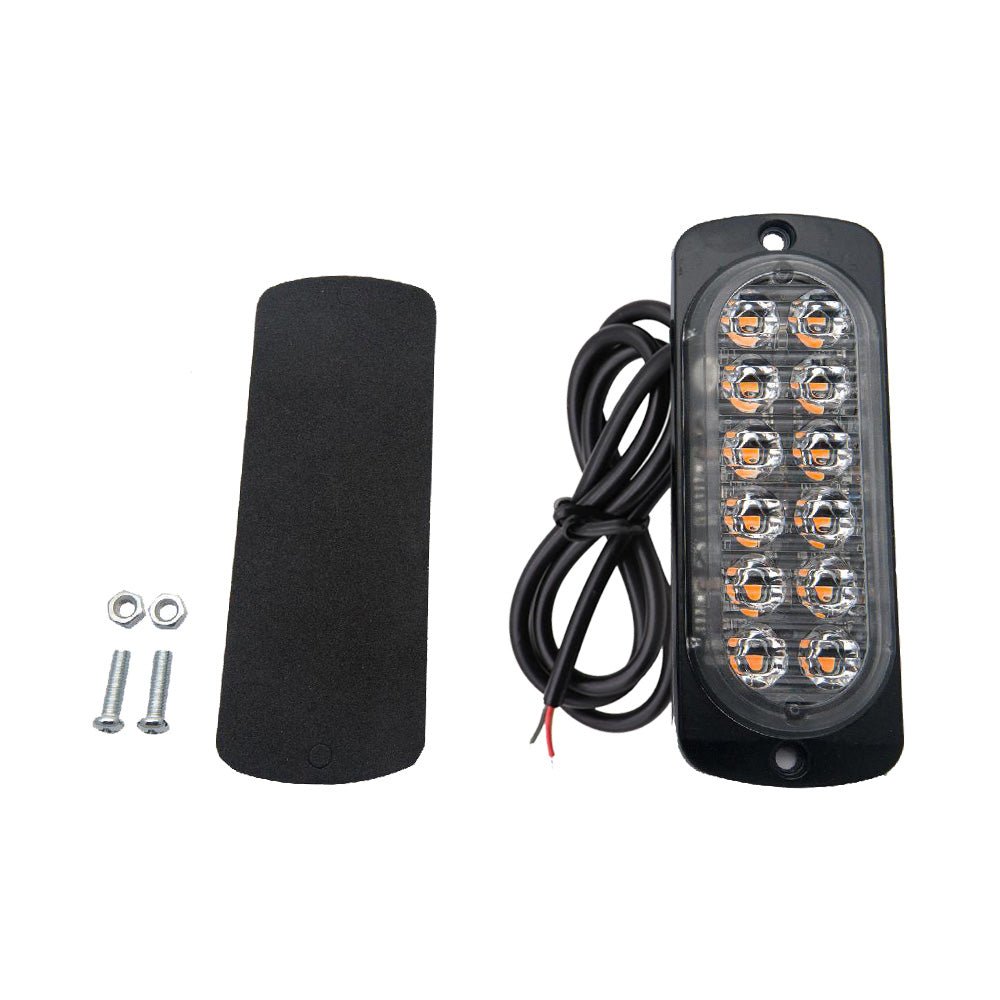 12 LED Strobe Light Emergency Warning Beacon White Amber 12V/24V - Frazy's Auto Parts