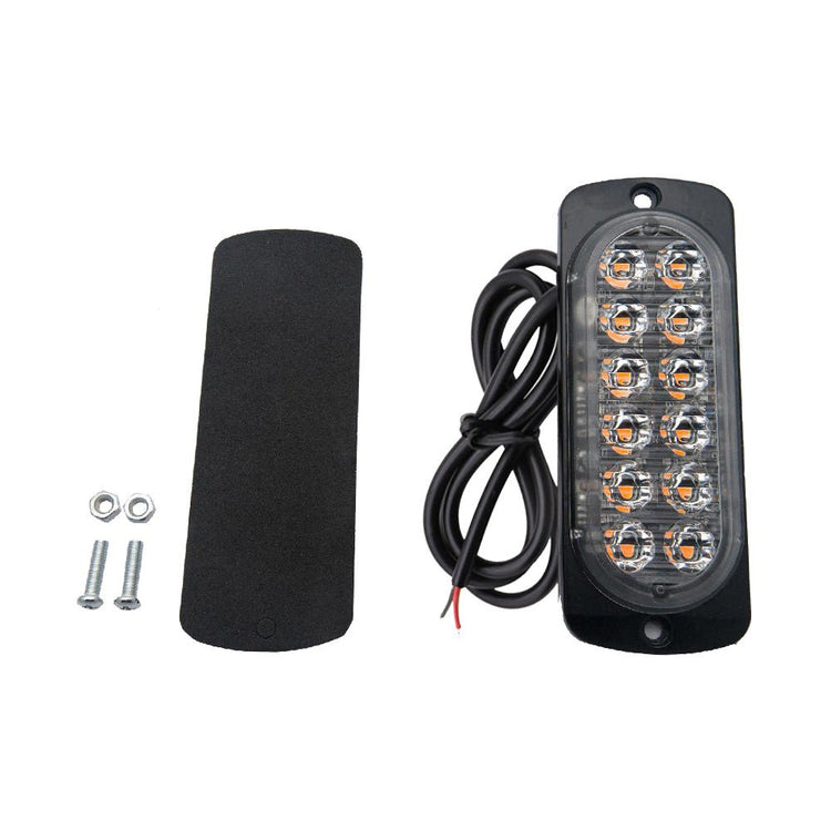 12 LED Strobe Light Emergency Warning Beacon White Amber 12V/24V - Frazy's Auto Parts