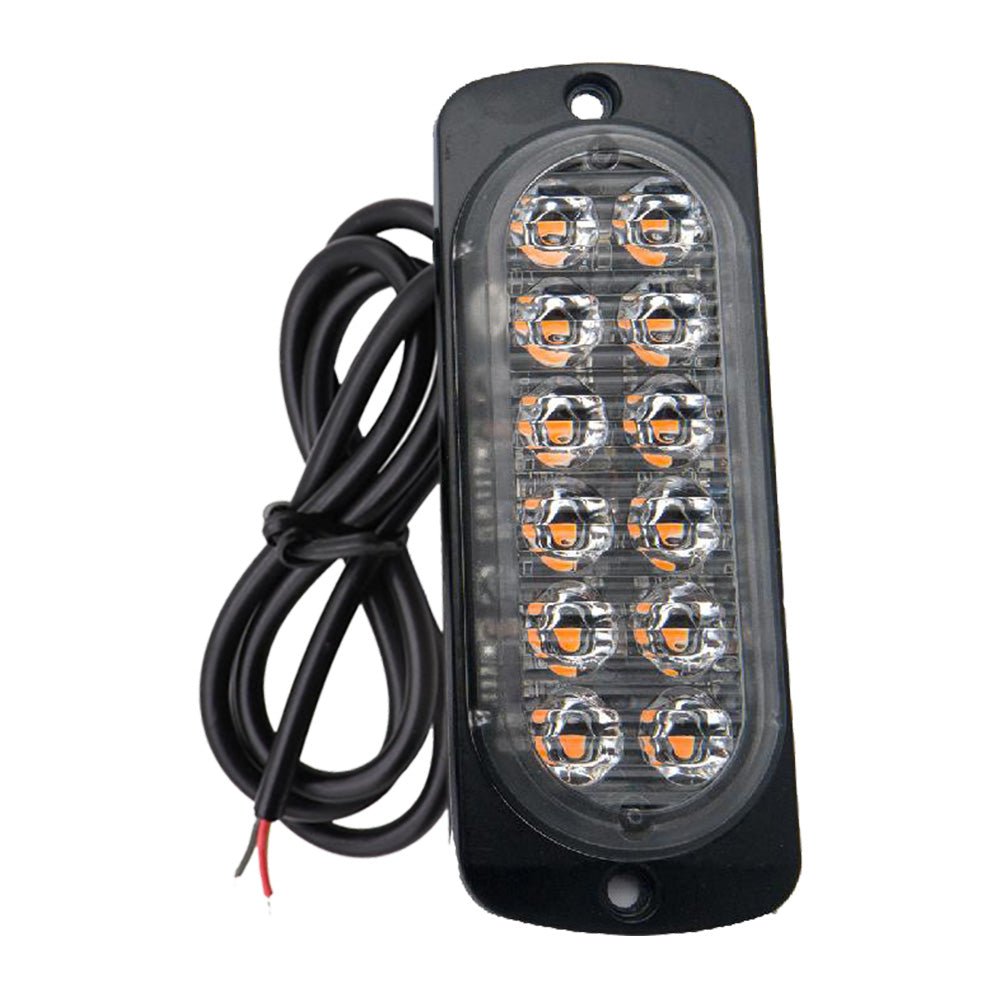 12 LED Strobe Light Emergency Warning Beacon White Amber 12V/24V - Frazy's Auto Parts