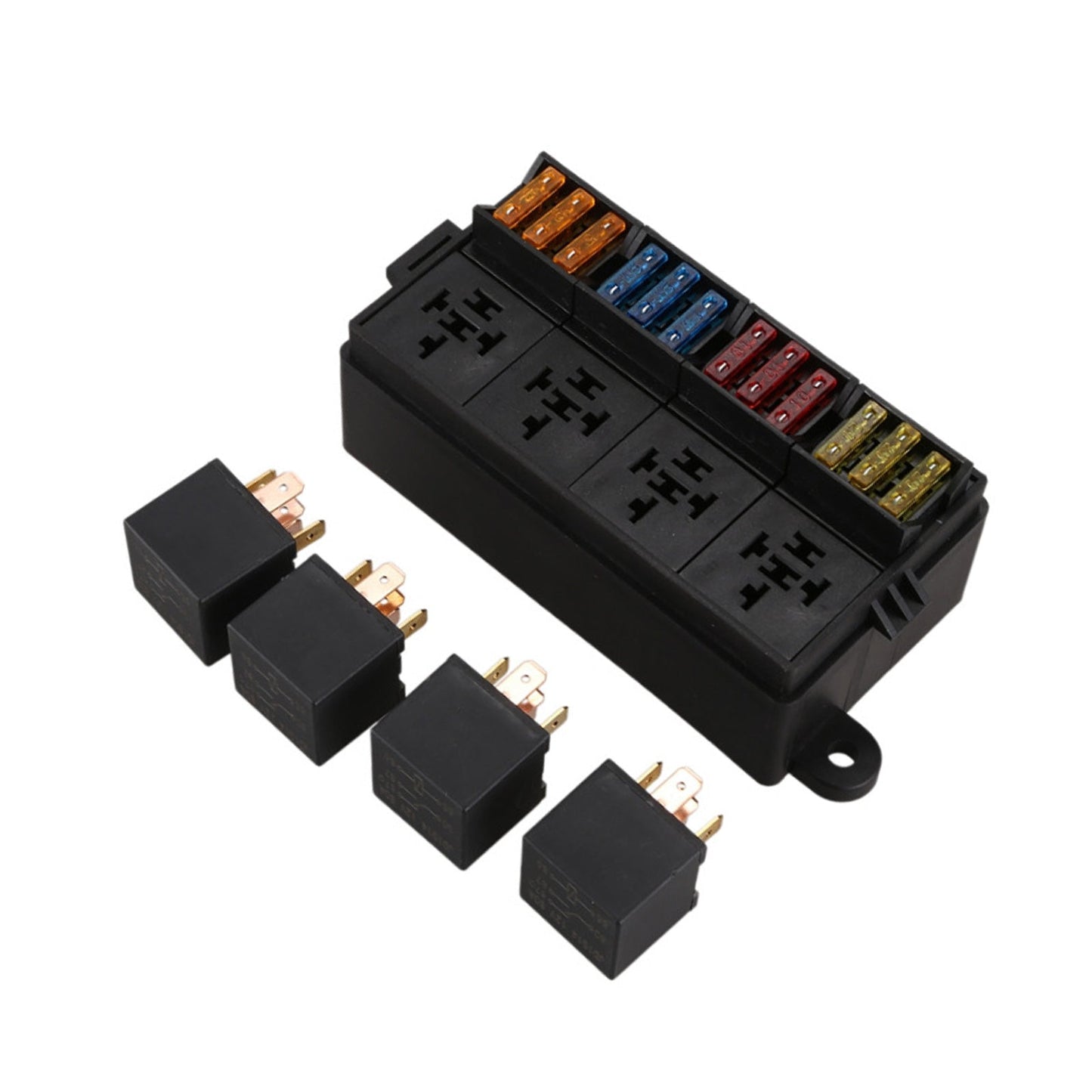 12 Way Blade Fuse Box 4 - Relay Holder and Terminal and Fuse 12V 40A Car Auto Truck 4Pin - Frazy's Auto Parts