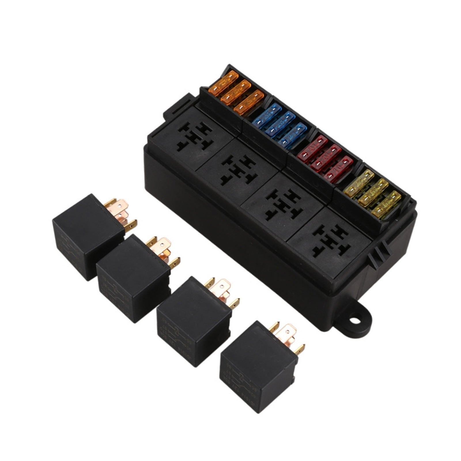 12 Way Blade Fuse Box 4 - Relay Holder and Terminal and Fuse 12V 40A Car Auto Truck 4Pin - Frazy's Auto Parts