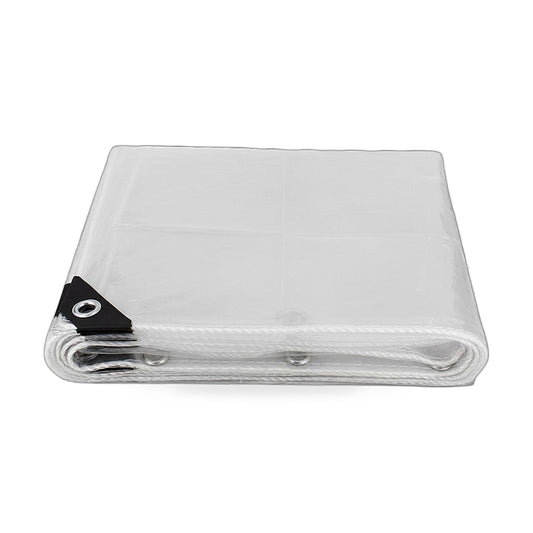 200cm x 400cm Heavy Duty Clear PVC Tarp Waterproof Plant Cover Grommets-0