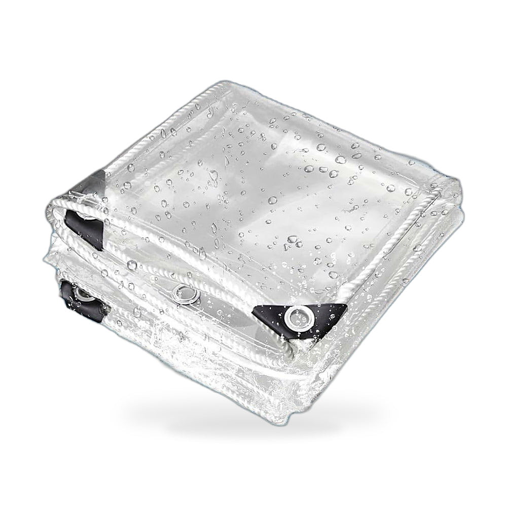 200cmx300cm Clear PVC Tarp Heavy Duty Waterproof Plant Cover with Grommets-4