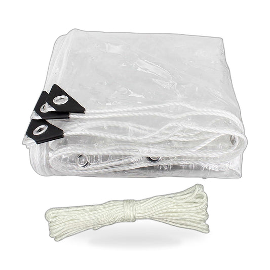 100cmx300cm Heavy Duty Clear PVC Tarp Waterproof Plant Cover Grommets-0