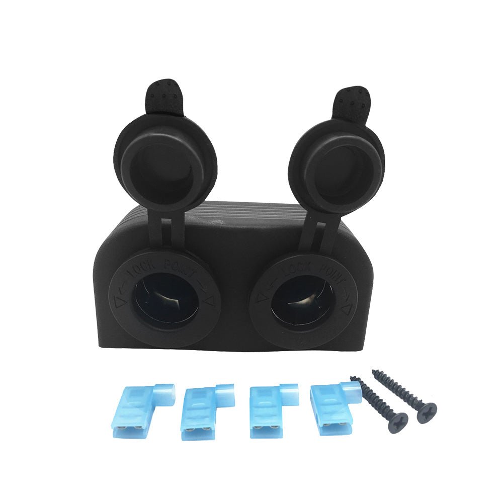 12V - 24V Dual Port Surface Mount Cigarette Lighter Suitable for Car Boat Caravan RV - Frazy's Auto Parts