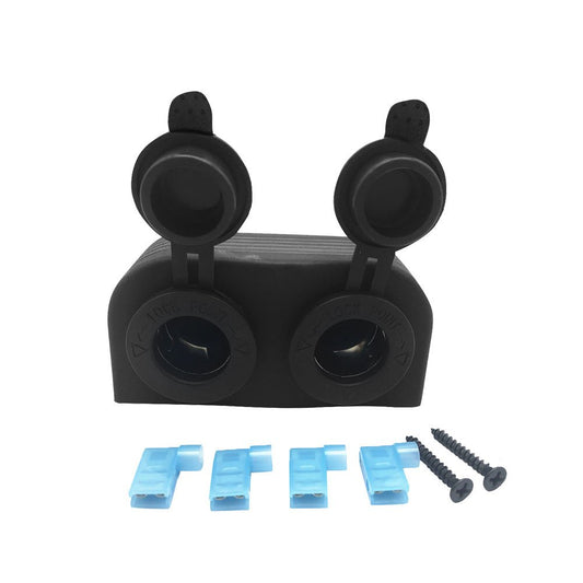 12V - 24V Dual Port Surface Mount Cigarette Lighter Suitable for Car Boat Caravan RV - Frazy's Auto Parts