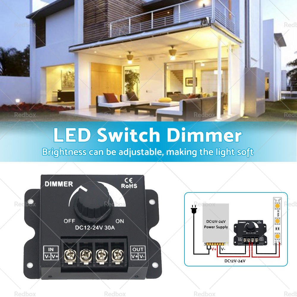 12V - 24V Metal LED Switch Dimmer Controller Manual Operation for Strip Light - Frazy's Auto Parts