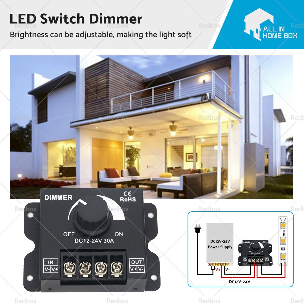 12V - 24V Metal LED Switch Dimmer Controller Manual Operation for Strip Light - Frazy's Auto Parts