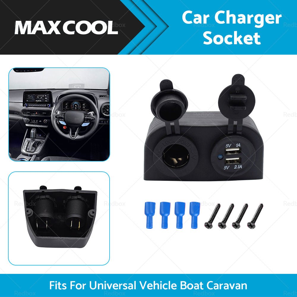 12V Dual USB Port Charger Socket Mount Panel Adapter Fits For Car Boat Caravan - Frazy's Auto Parts