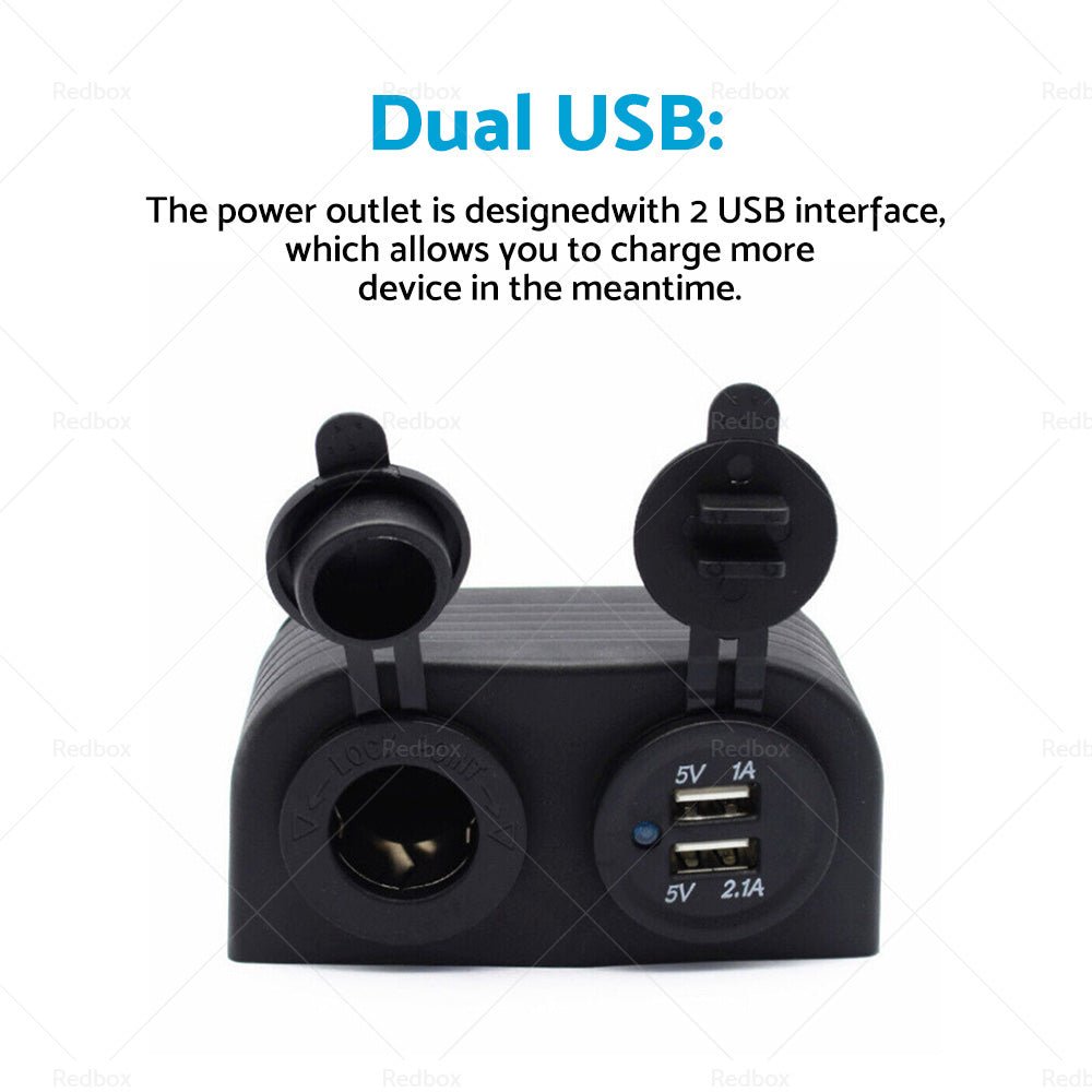12V Dual USB Port Charger Socket Mount Panel Adapter Fits For Car Boat Caravan - Frazy's Auto Parts