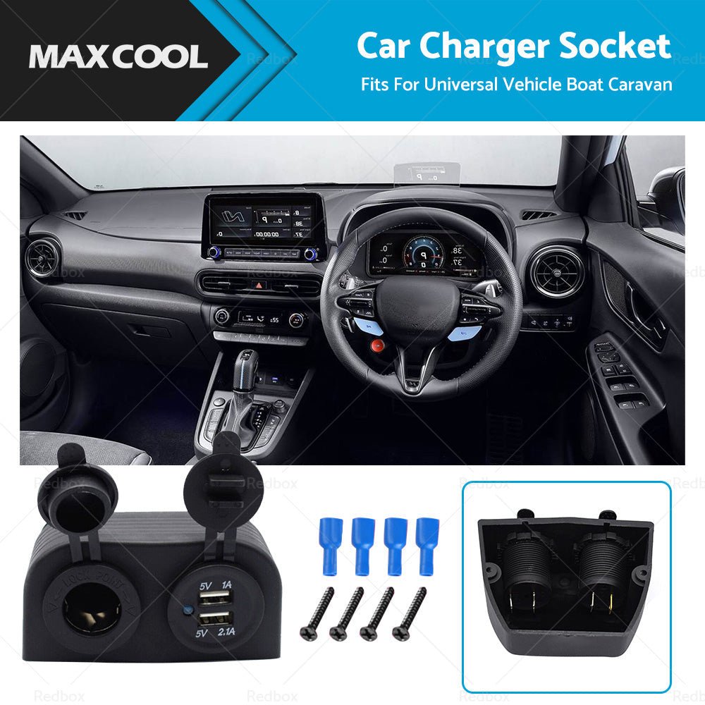 12V Dual USB Port Charger Socket Mount Panel Adapter Fits For Car Boat Caravan - Frazy's Auto Parts