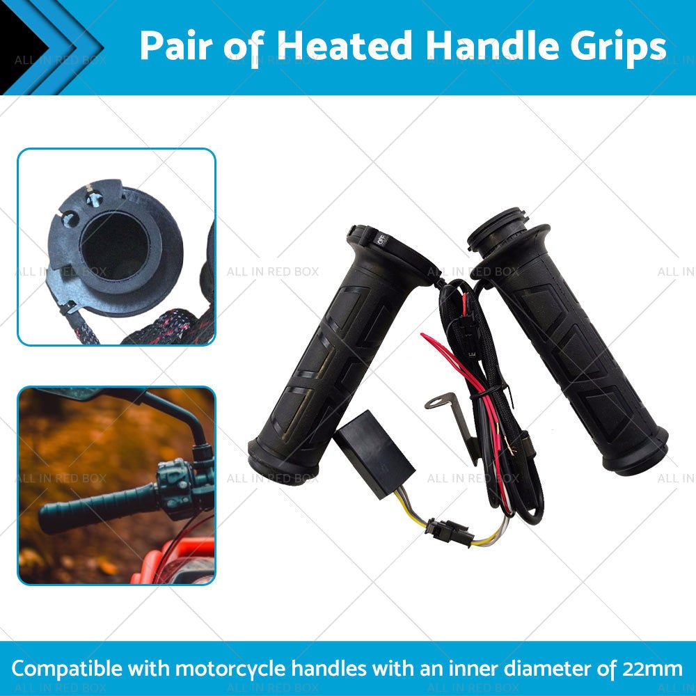 12v Motorcycle Heated Hand Rubber Grips 22mm 7 8'' Handlebar Grip Adjustable Hot - Frazy's Auto Parts