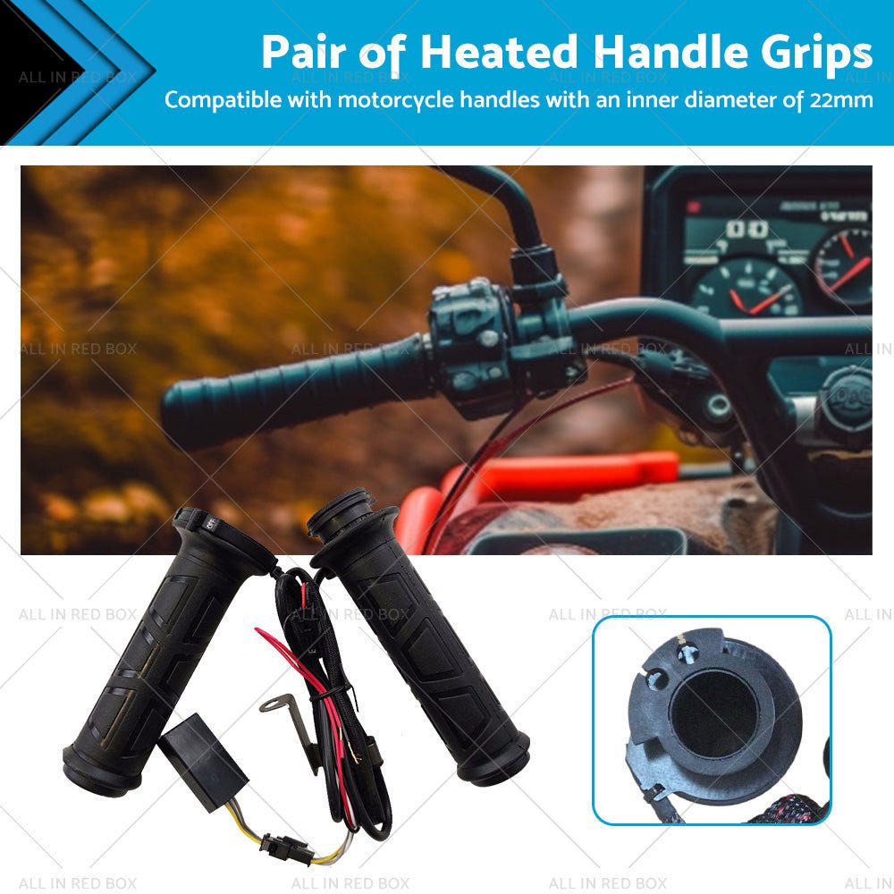 12v Motorcycle Heated Hand Rubber Grips 22mm 7 8'' Handlebar Grip Adjustable Hot - Frazy's Auto Parts