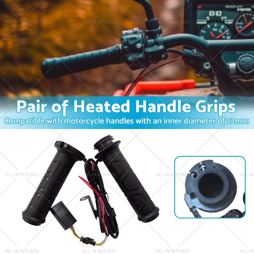 12v Motorcycle Heated Hand Rubber Grips 22mm 7 8'' Handlebar Grip Adjustable Hot - Frazy's Auto Parts