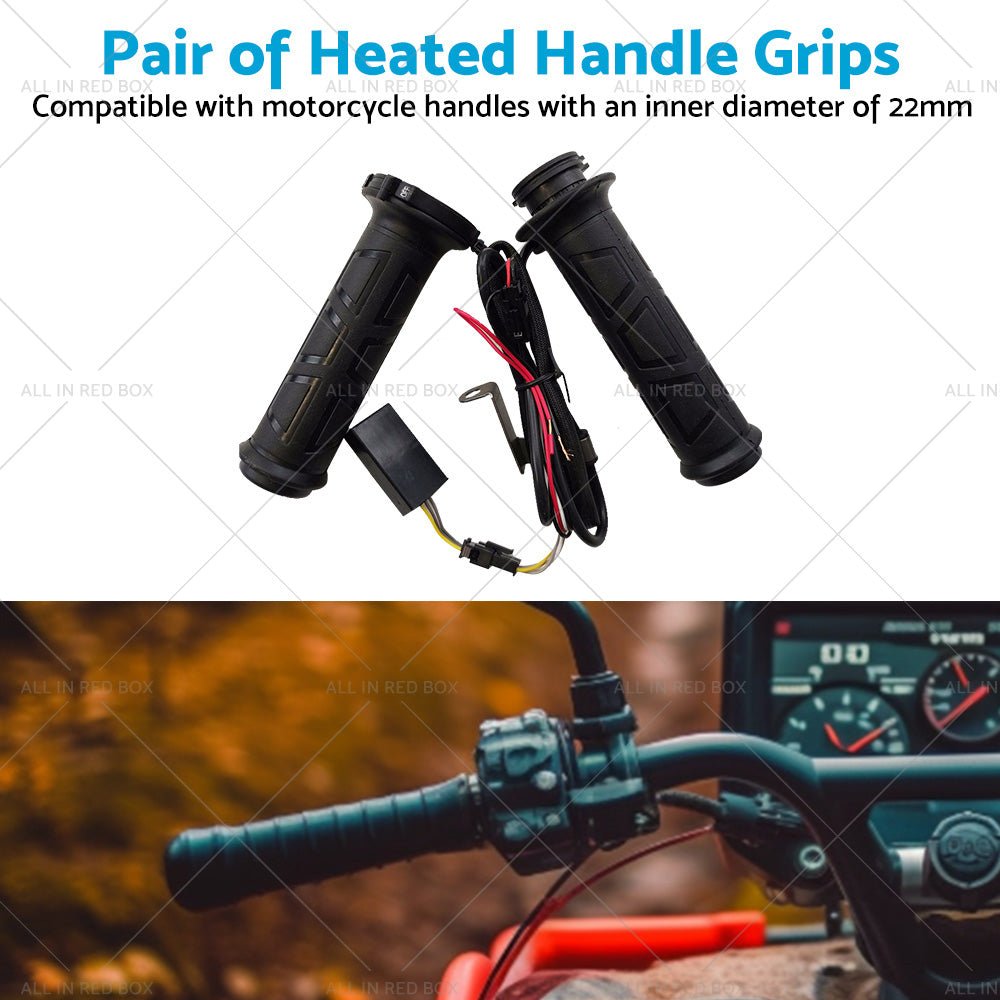 12v Motorcycle Heated Hand Rubber Grips 22mm 7 8'' Handlebar Grip Adjustable Hot - Frazy's Auto Parts