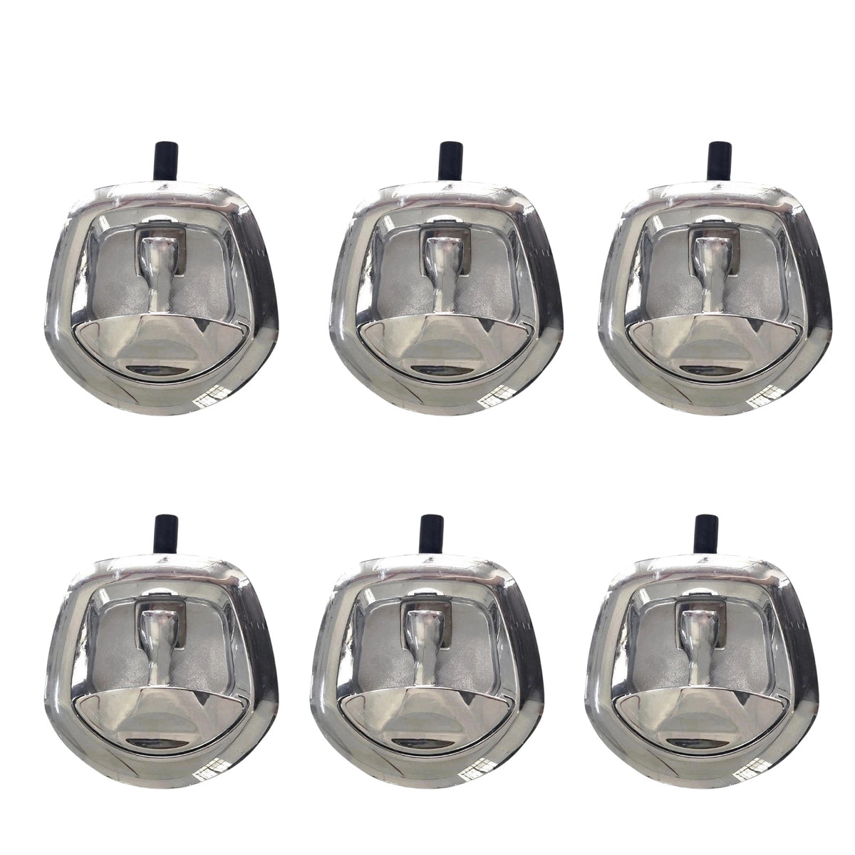6x Chrome Power Operated Recessed Folding Whale Tail T-Lock Handle Set Suitable For Toolbox-1