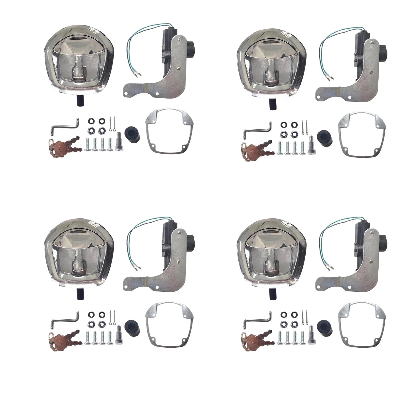 4x Chrome Power Operated Recessed Folding Whale Tail T-Lock Handle Suitable For Toolbox-0