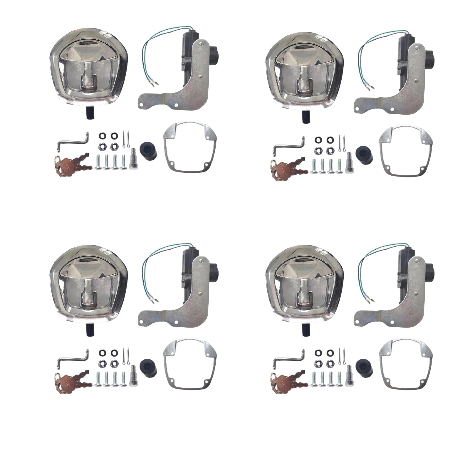4x Chrome Power Operated Recessed Folding Whale Tail T-Lock Handle Suitable For Toolbox-0