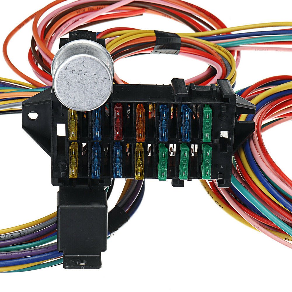 14 Circuit Wiring Harness Street Hot Rat Rod Custom Universal Wire Kit - Frazy's Auto Parts