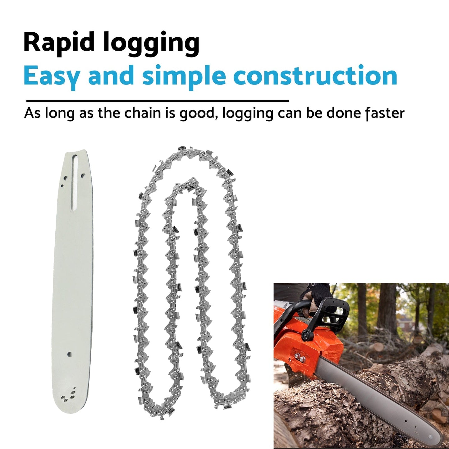 14'' Tungsten Chain & Guide Bar 3/8LP .043 52DL Suitable For Makita EGO 56V - Frazy's Auto Parts