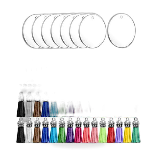 120PCS Sublimation Blanks Keychains Bulk Keychains Ornament Set with Tassels-0
