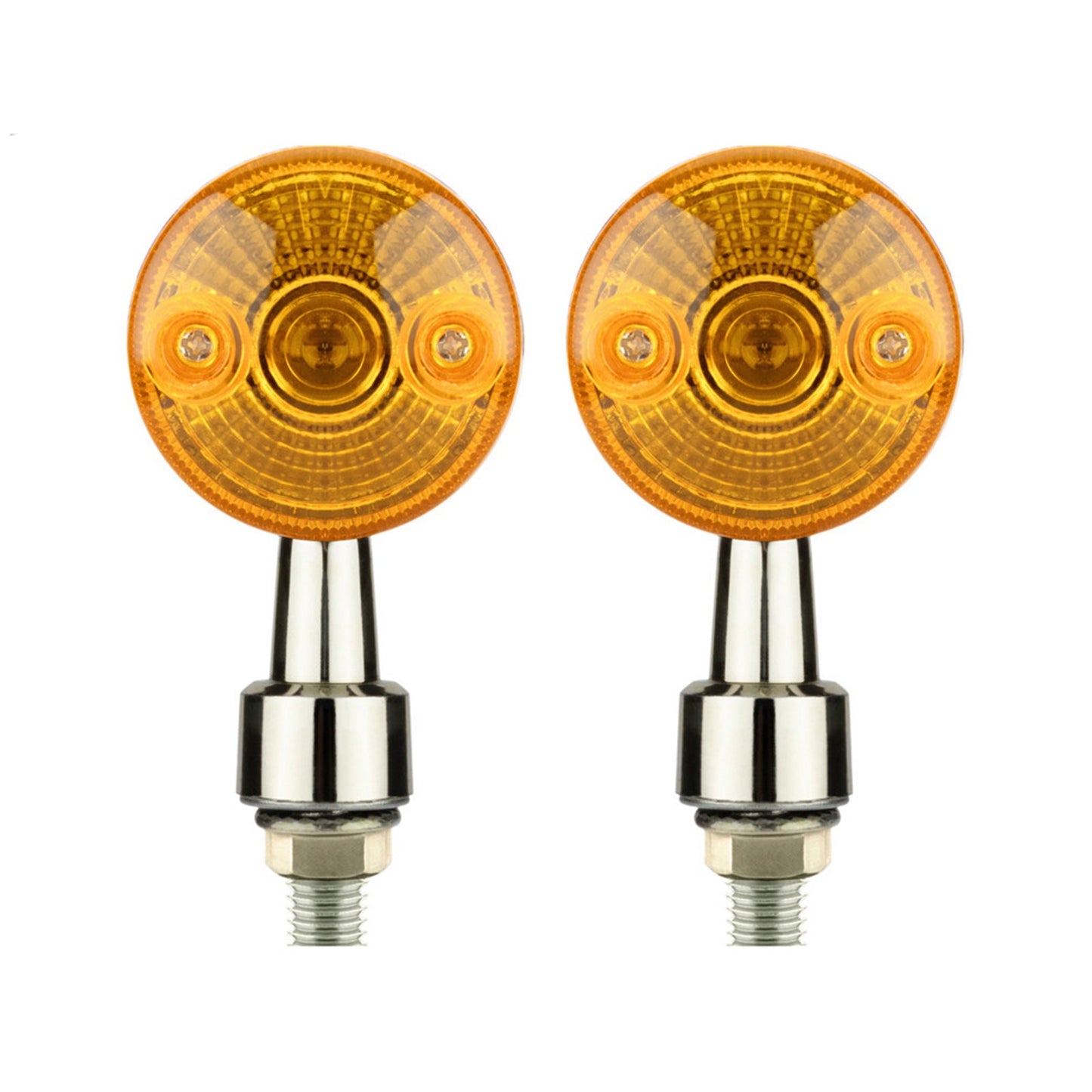 4x Chrome Motorcycle Turn Signal Lights Amber Indicators Blinker Universal Bulb-0