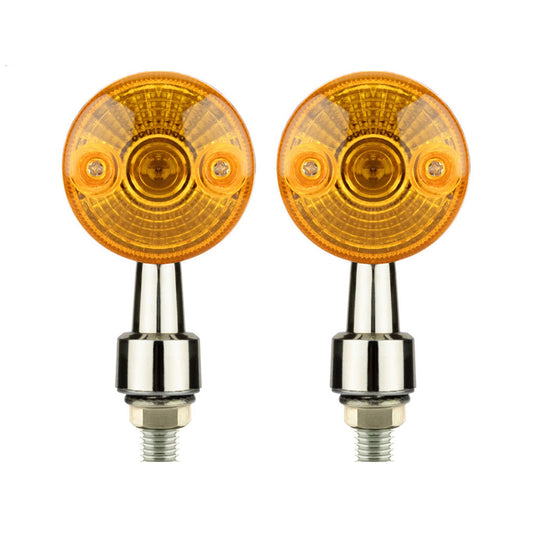 4x Chrome Motorcycle Turn Signal Lights Amber Indicators Blinker Universal Bulb-0