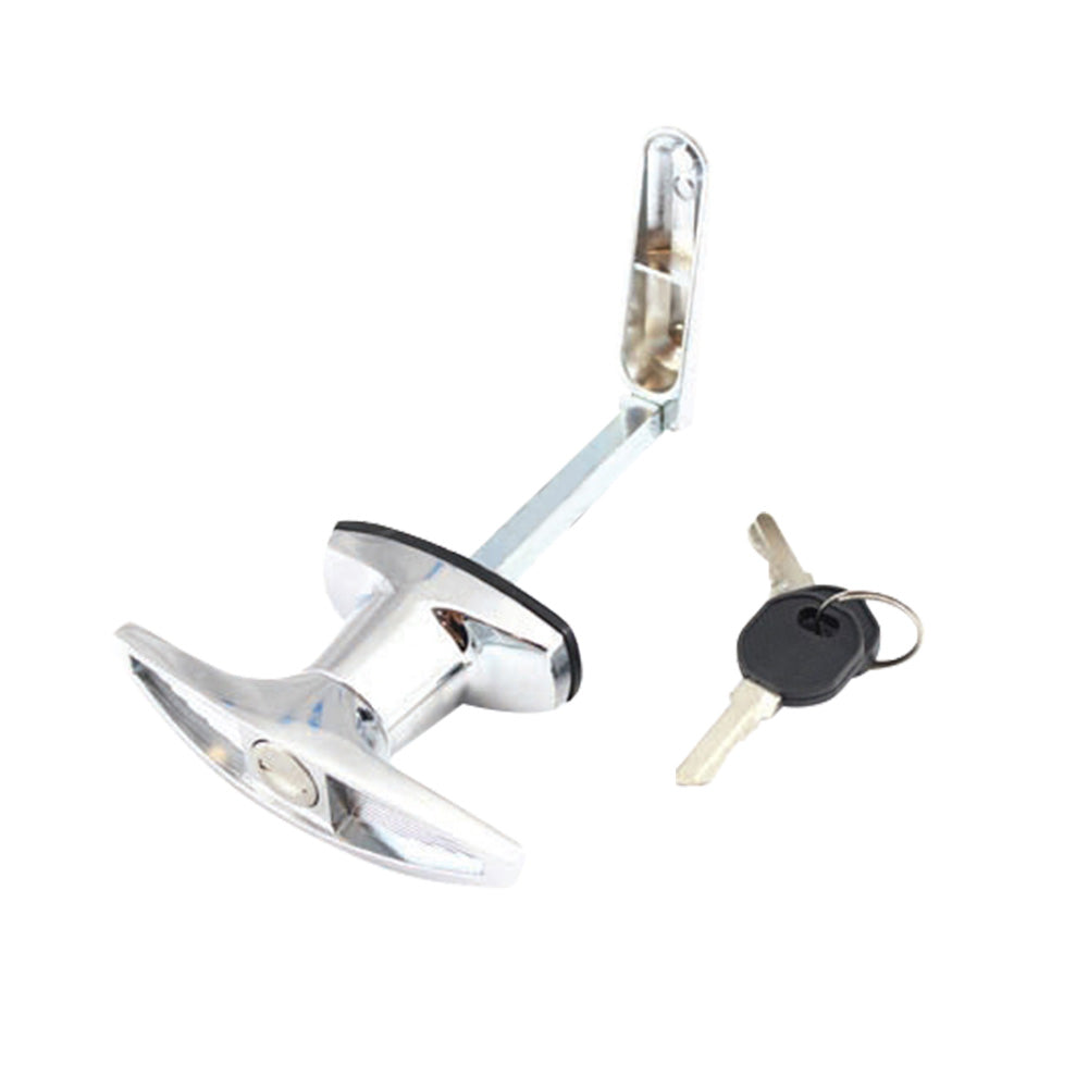 2 Set Chrome Rear Fixing T Handle Lock W or  Key For Trailer Caravan Canopy Toolbox-3