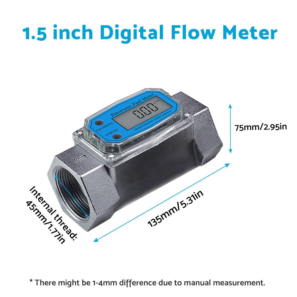 1.5 inch Digital Turbine Diesel Water Fuel Flow Meter Oval Gear Gauge - Frazy's Auto Parts