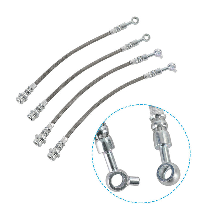 Front & Rear Braided Brake Line Hose Set Suitable For Nissan Patrol GQ Y60 1988–1997 / Ford Maverick DA 1988–1994-1