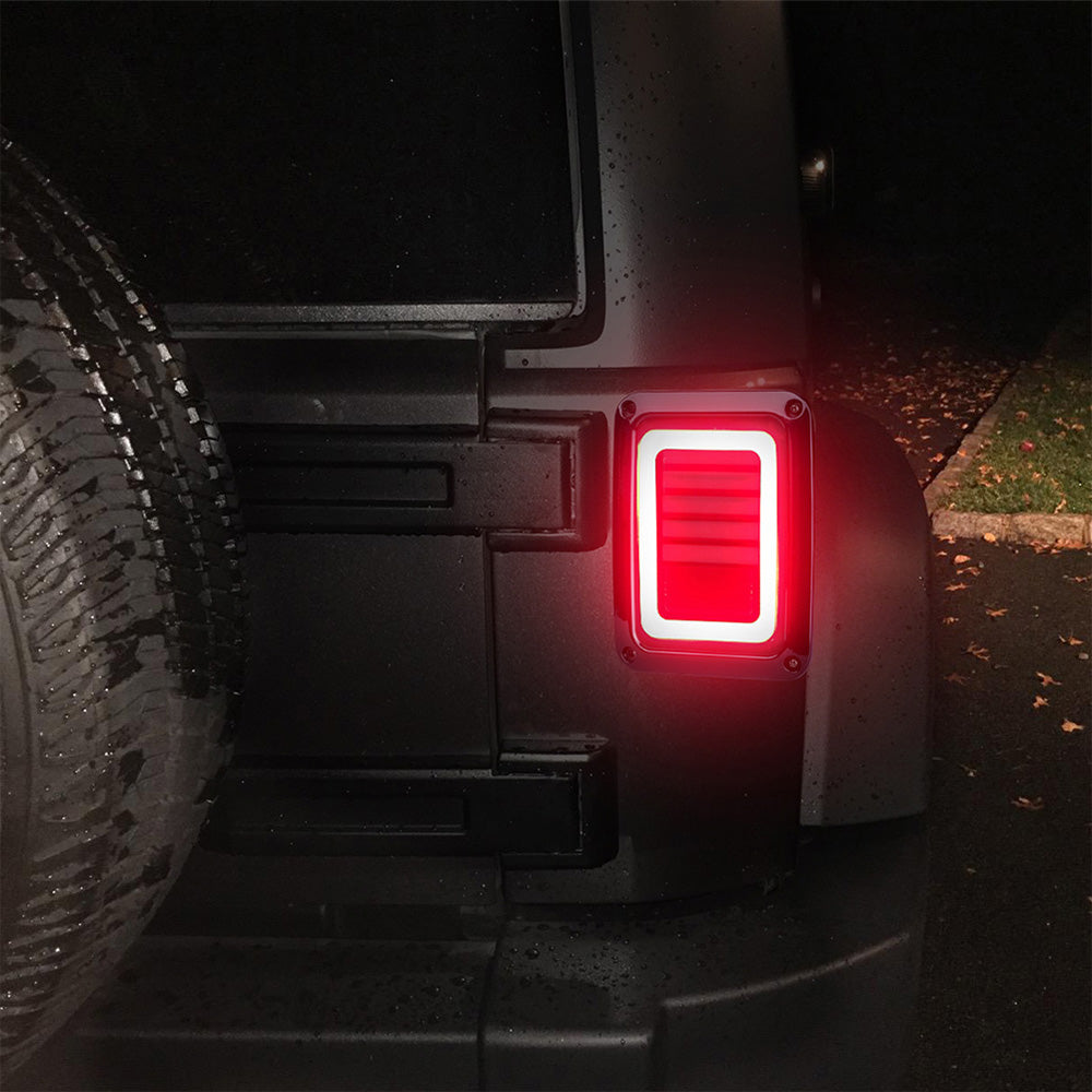 Smoked Black LED Tail Lights Rear Lamp Suitable For Jeep Wrangler JK 2007-2017-3