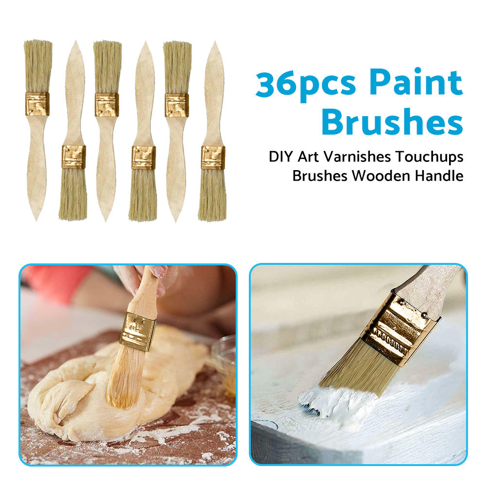 36PCS 1inch Chip Paint Brush DIY Art Varnishes Touchups Brushes Wooden Handle 1inch-1