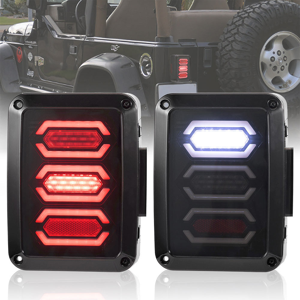 Smoked LED Tail Lights Rear Lamp Suitable For Jeep Wrangler JK 2007-2017-0