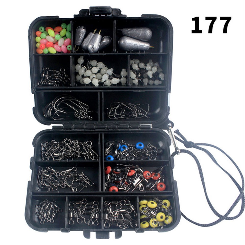 177 - Piece Professional Fishing Accessories Kit Suitable For Outdoor Use – Includes Tackle Box, Swivels, Hooks & Beads - Frazy's Auto Parts
