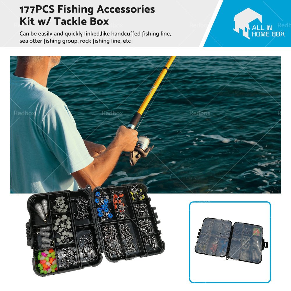 177 - Piece Professional Fishing Accessories Kit Suitable For Outdoor Use – Includes Tackle Box, Swivels, Hooks & Beads - Frazy's Auto Parts