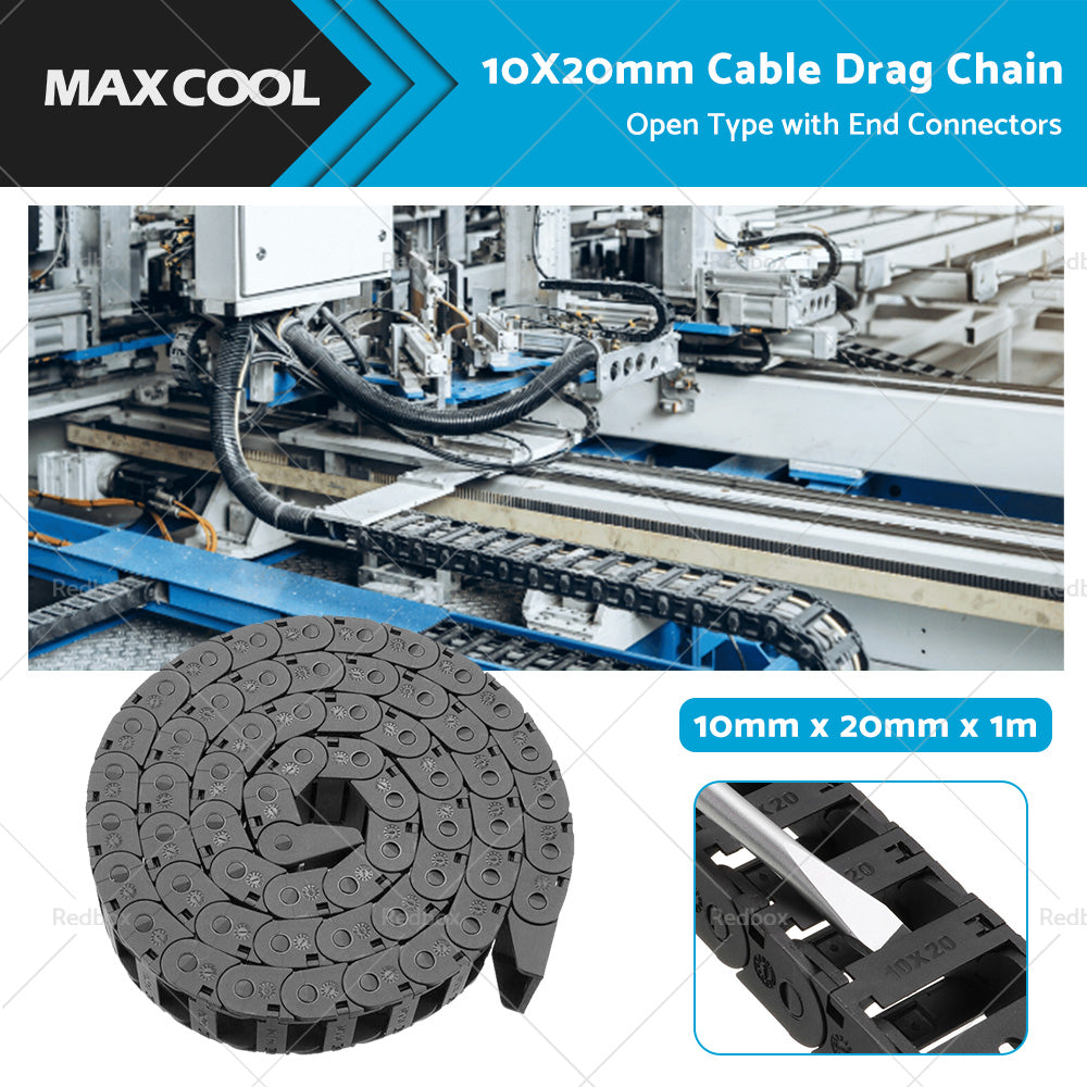 10mmX20mm 1Meter Drag Chain Cable Carrier Open Type with End Connectors Plastic-3