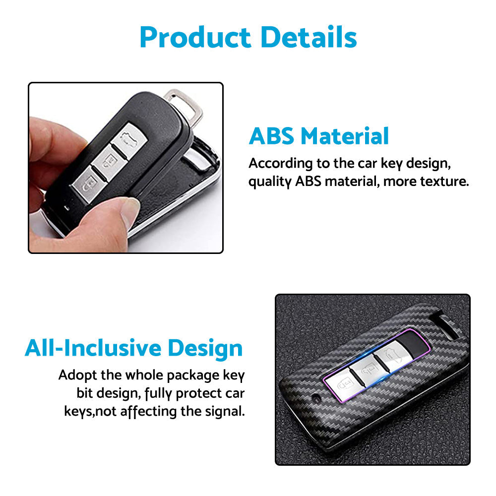 Carbon Fiber Hard Shell Smart Key Fob Case Suitable For Mitsubishi Outlander-2