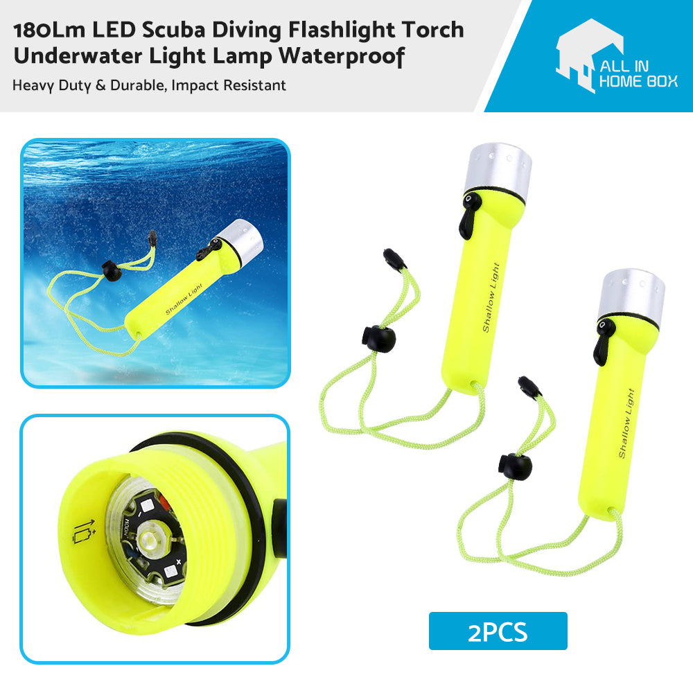 2x Waterproof Bright LED Scuba Diving Underwater Flashlight Torch Light Lamp Suitable For Diving & Outdoor Use-3