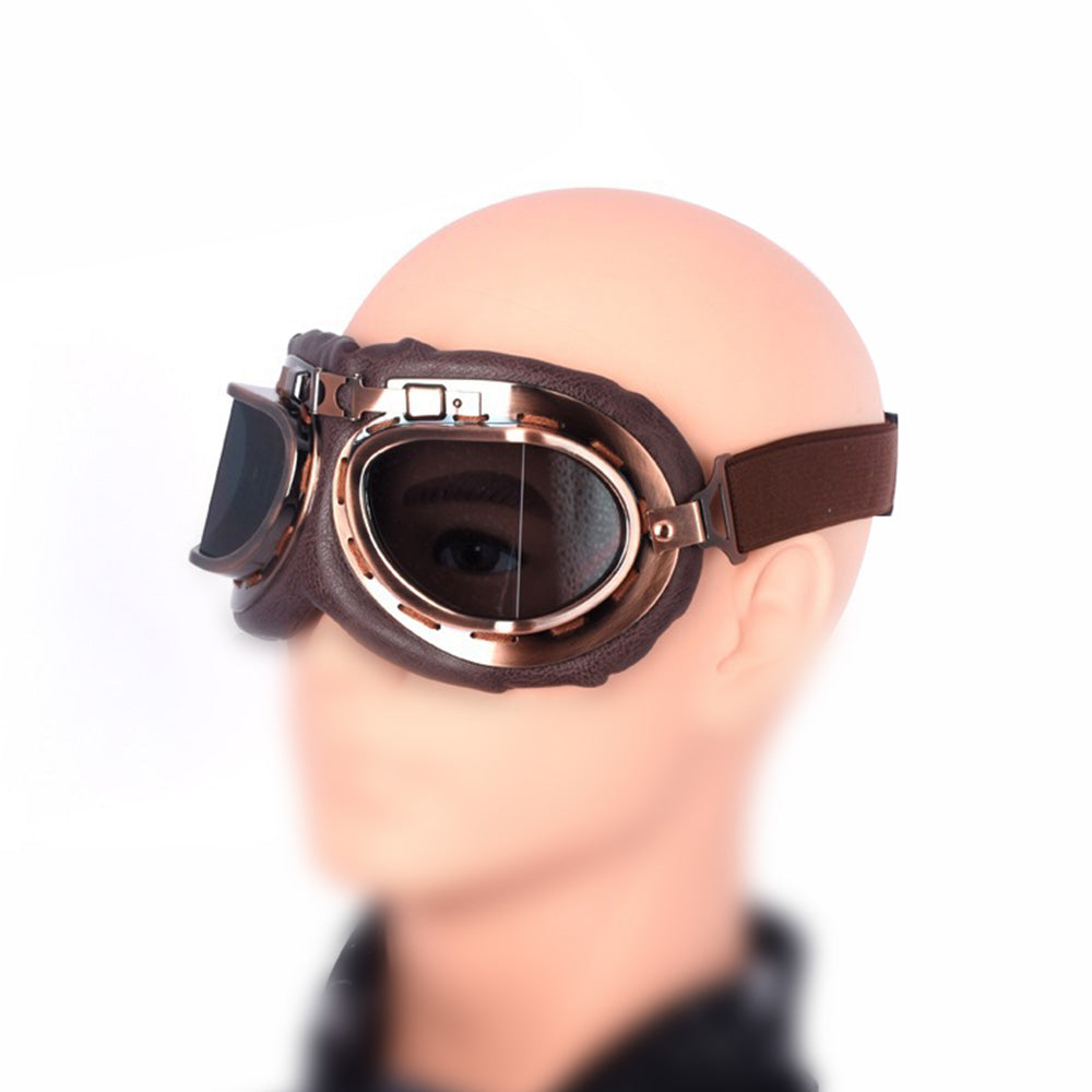 Vintage Pilot Motorcycle Racing Goggles Retro Aviator ATV UTV Dirt Bike Eyewear-1