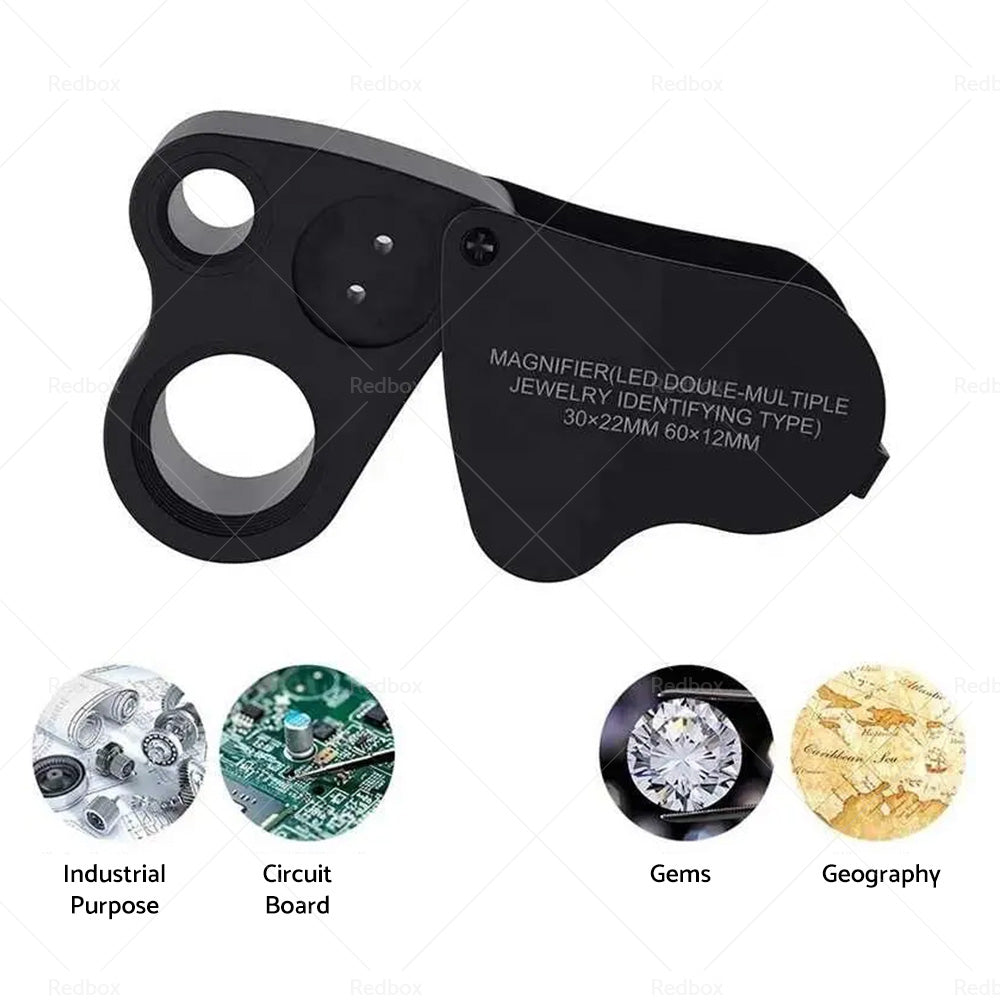60x30mm Pocket Jeweller’s Eye Loupe Magnifier With LED Light Suitable For Jewelry-3